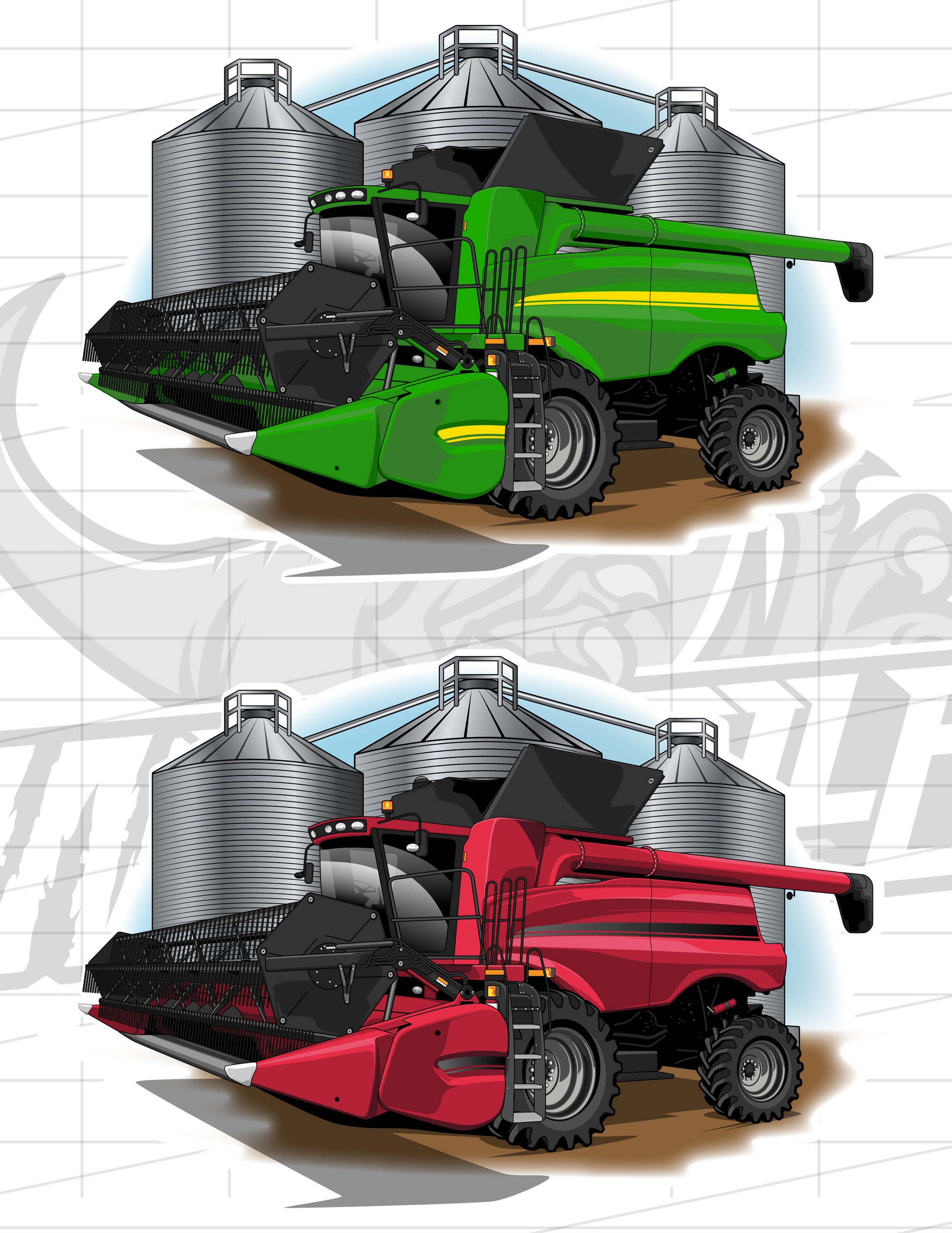 Grain Corn Combine Harvester John Deere Case