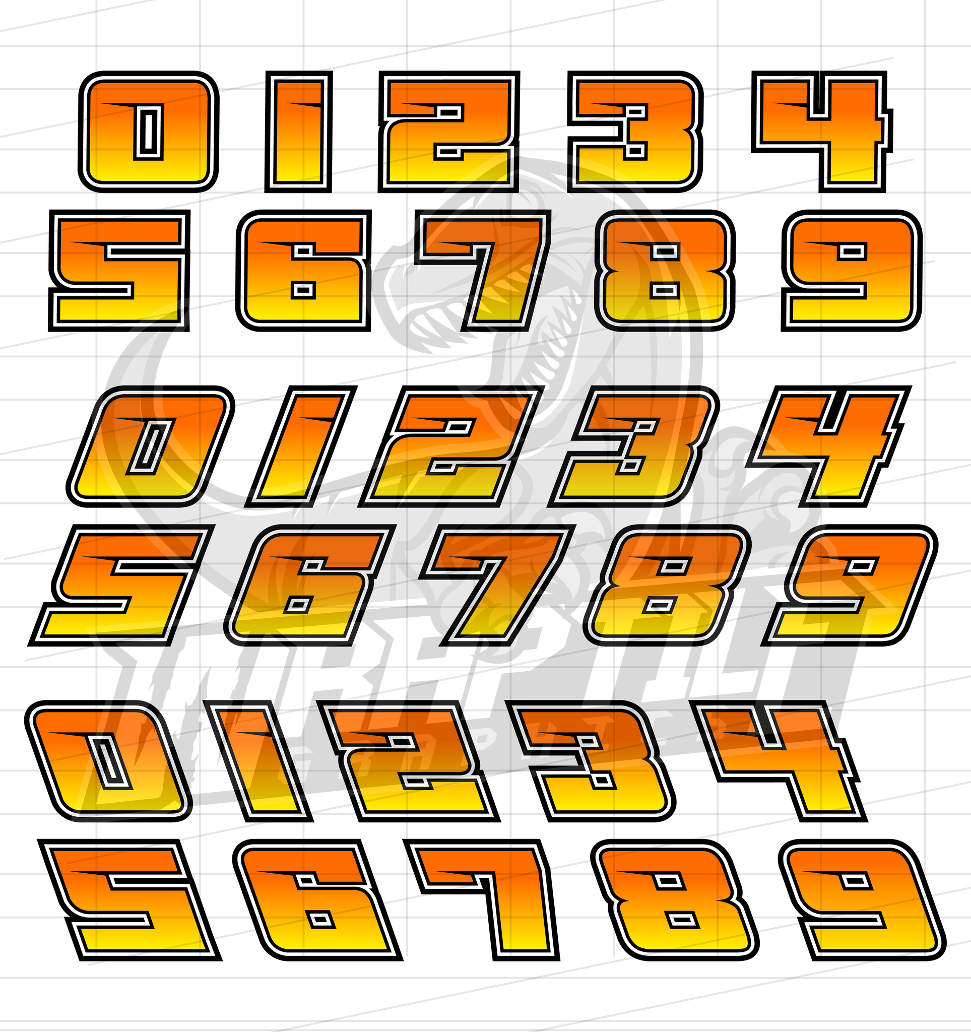 Racing Fonts Number Collection 10 – Wraptile Shop