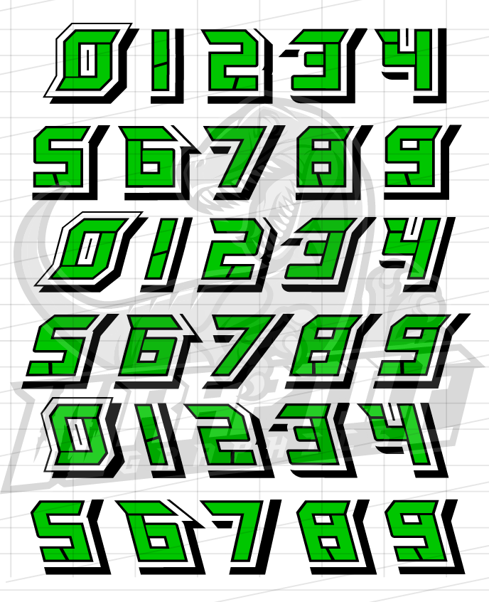 Racing Fonts Number Collection 12 – Wraptile Shop